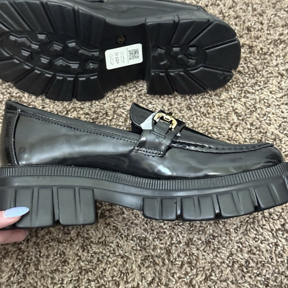 Asos Design Masterpiece Chunky Loafer Black Patent Leather Shoes Size 10 - Picture 5 of 10